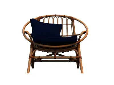 Armchair rattan chair with cushion 3D model