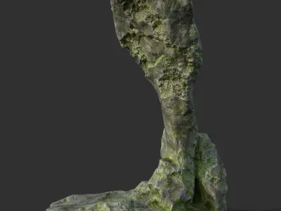 Low poly Mossy Curve Dome Cave Low-poly 3D model