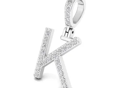 Alphabet K-letter single row pendant 3D print model