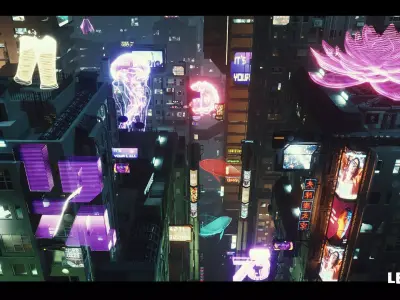 Cyberpunk Holograms Neon Set of 33 Holograms Low-poly 3D model