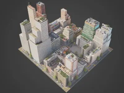 Realistic City District C23-A31 MAYA Low-poly 3D model