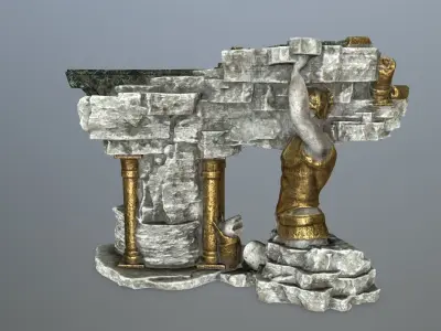 temple statue Low-poly 3D model