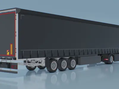  Mercedes 600 Long Haul Semi With Trailer Black Rigged for Maya 