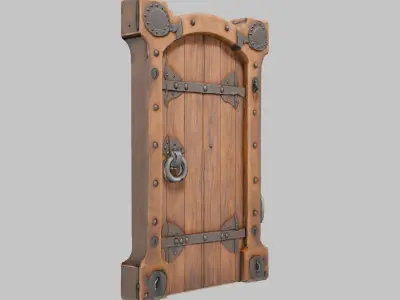 Ancient Wooden Dungeon Door 3D Model Low-poly 3D model