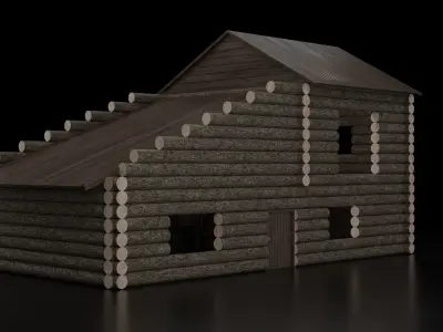 Log Cabin Low-poly 3D model
