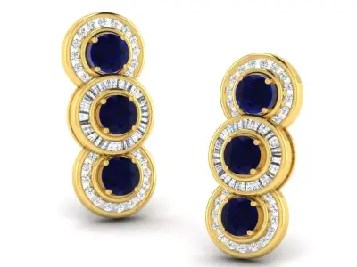 Gold Diamond Women Earring 3D print Model 3D print model 43