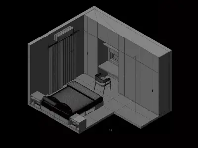 Isometric Master Bedroom 3D render design element 3D model