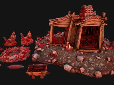 Medieval Mine Silver Ore Deposits Low-poly 3D model