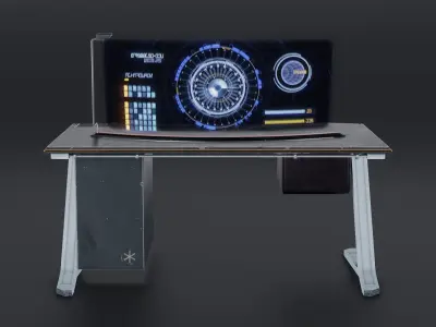 Sci-Fi Furniute - Modular Desk or Table Low-poly 3D model