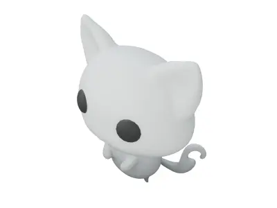 Double Tail Cat Ghost Character v1 001 Low-poly 3D model