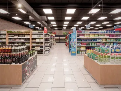 Complete Supermarket store 3D model