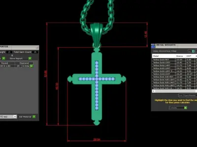 High Cross Pendant Light Gold 18K 3CP092 3D model