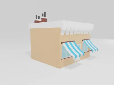 Bake Shop Low Poly 3D Model Low-poly 3D model