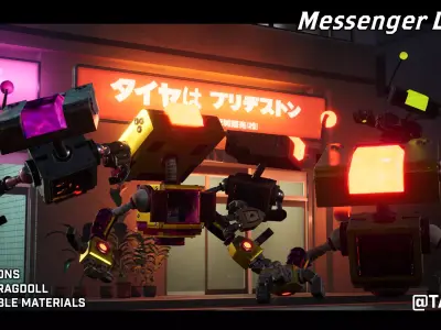 Messenger Drone - Customizable Drone Character Low-poly 3D model