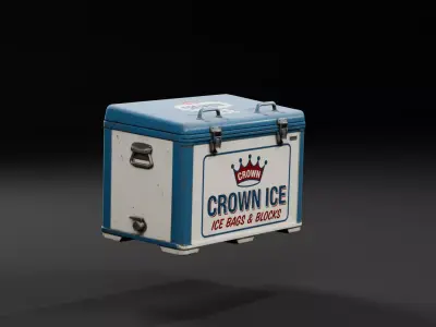 Vintage Commercial Ice Cooler Box Low-poly 3D model