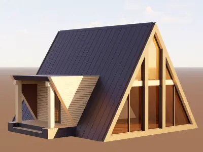 A simple A-frame cabin base 3D model