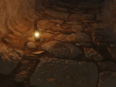 Medieval Cave realistic cave Low-poly 3D model