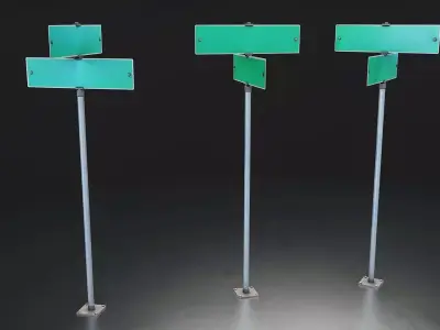 Modular Street and Parking Sign Pack Low-poly 3D model