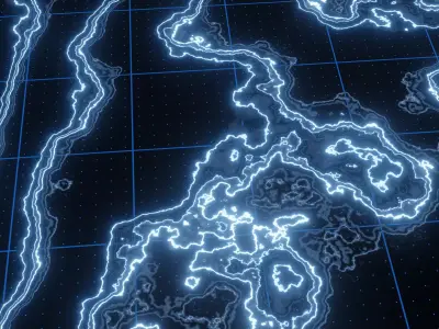 Sci-Fi Holographic Topographic Grid Map Low-poly 3D model