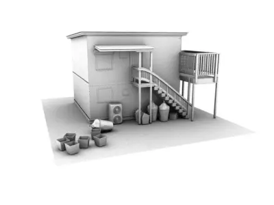 Wooden House Low-poly 3D model