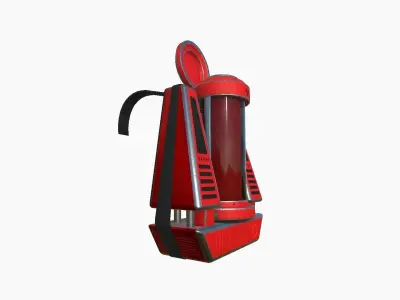 SciFi Backpack J09 Red - Fashion Character Design Low-poly 3D model