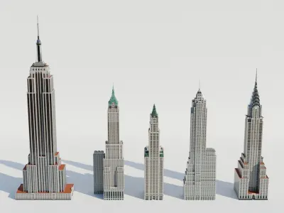 NYC Old Tall Skyscrapers Low-poly 3D model