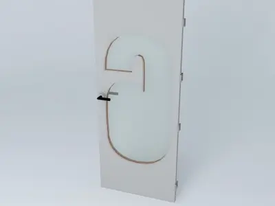 Wording 6 3D door very detail with glass  lock and hinger Free 3D model