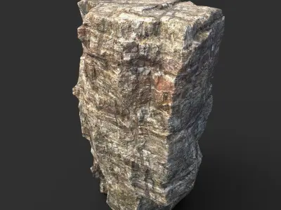 Low poly Layered Cliff Rock Low-poly 3D model