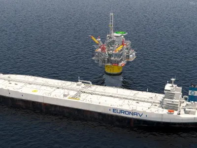  Offshore Oil Platform with TI Europe Tanker Ship 