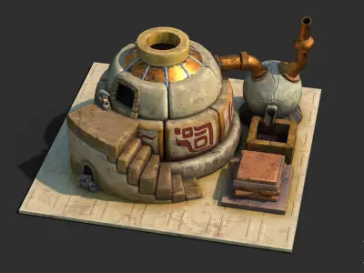 Medieval Iron Smelter Low-poly 3D model