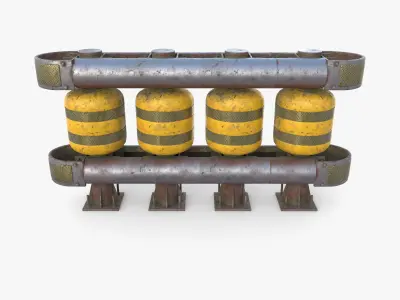 Tileable rolling barrier v2 weathered 3D model