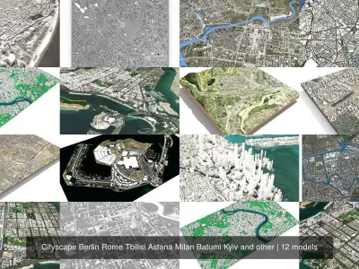 Cityscape Berlin Rome Tbilisi Astana Milan Batumi Kyiv and other 3D Model Pack