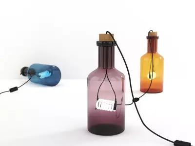 Bouche bottle lamp with cord 3D model