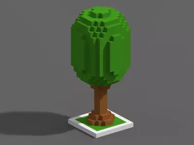 Tree Voxel - 2 Low-poly 3D model