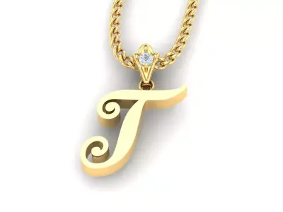 Alphabet V3 Light Gold  Font Pendant T 3D print model