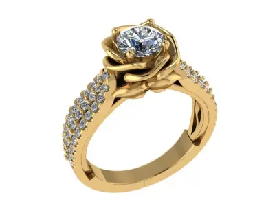 Ring483 gold engagement ring with diamonds 3D print model