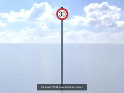 german traffic sign for speed limitation in size-1 3D Model Pack