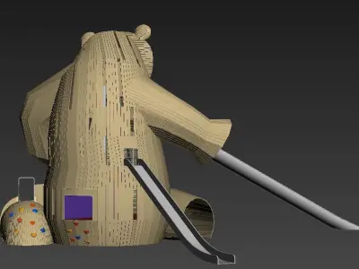 Custom Design Non-standard wooden Bear Theme Playground 3D model