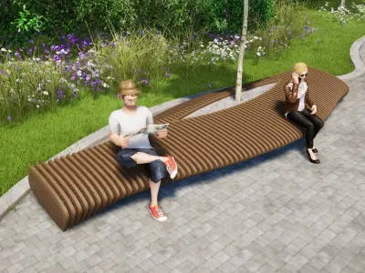 PARAMETRIC BENCH Low-poly 3D model