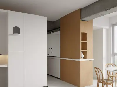 Log modern style livingroom 3D model