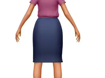 High Poly Subdivision Secretary Girl Avatar Low-poly 3D model