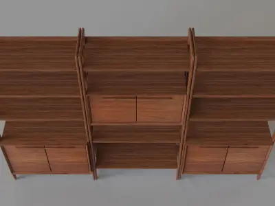 Tate Bookcase Bar With 2 Bookcase Cabinets 3D model