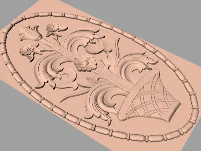 Bed door flower 3D relief STL model for CNC engraving E546 3D model
