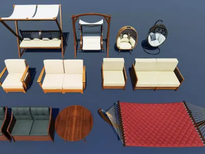 Outdoor Patio Furniture Low-poly 3D model