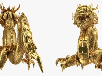  Golden Chinese Dragon 3D Model 