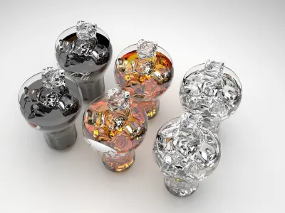 Glasses With Carbonated Drink 3D model