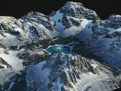 Mountain Lake Landscape - World Machine 3D model