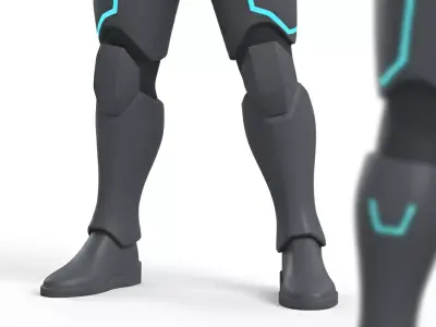 Futuristic Sci-Fi Armored Suit Rigged 3D model Low-poly 3D model