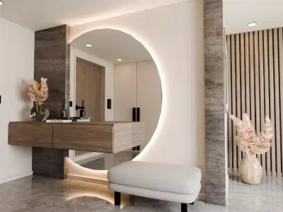 Modern  elegant minimalist entryway architectural visualization 3D model
