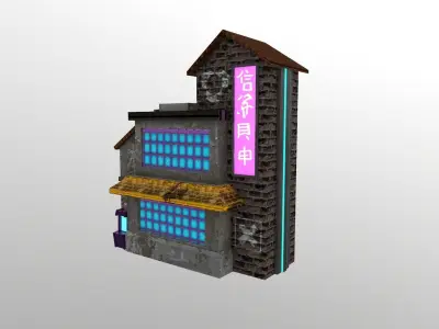 Cyberpunk City - Building 11 Low-poly 3D model